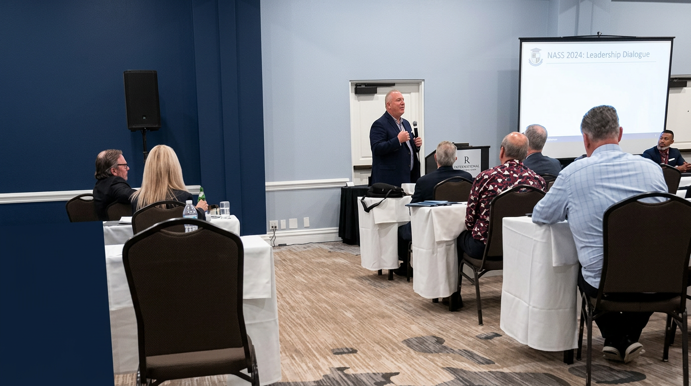 AI-enhanced original NASS photograph of school district leaders in a conference discussion